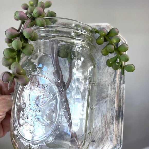 Wall Glass Flower Vases Mason jar Clear Wooden Picture Plaque Decor Cottagecore - Picture 7 of 9